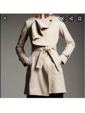 Diane Von Furstenberg Spy Ruffle Trench Coat- Size 8